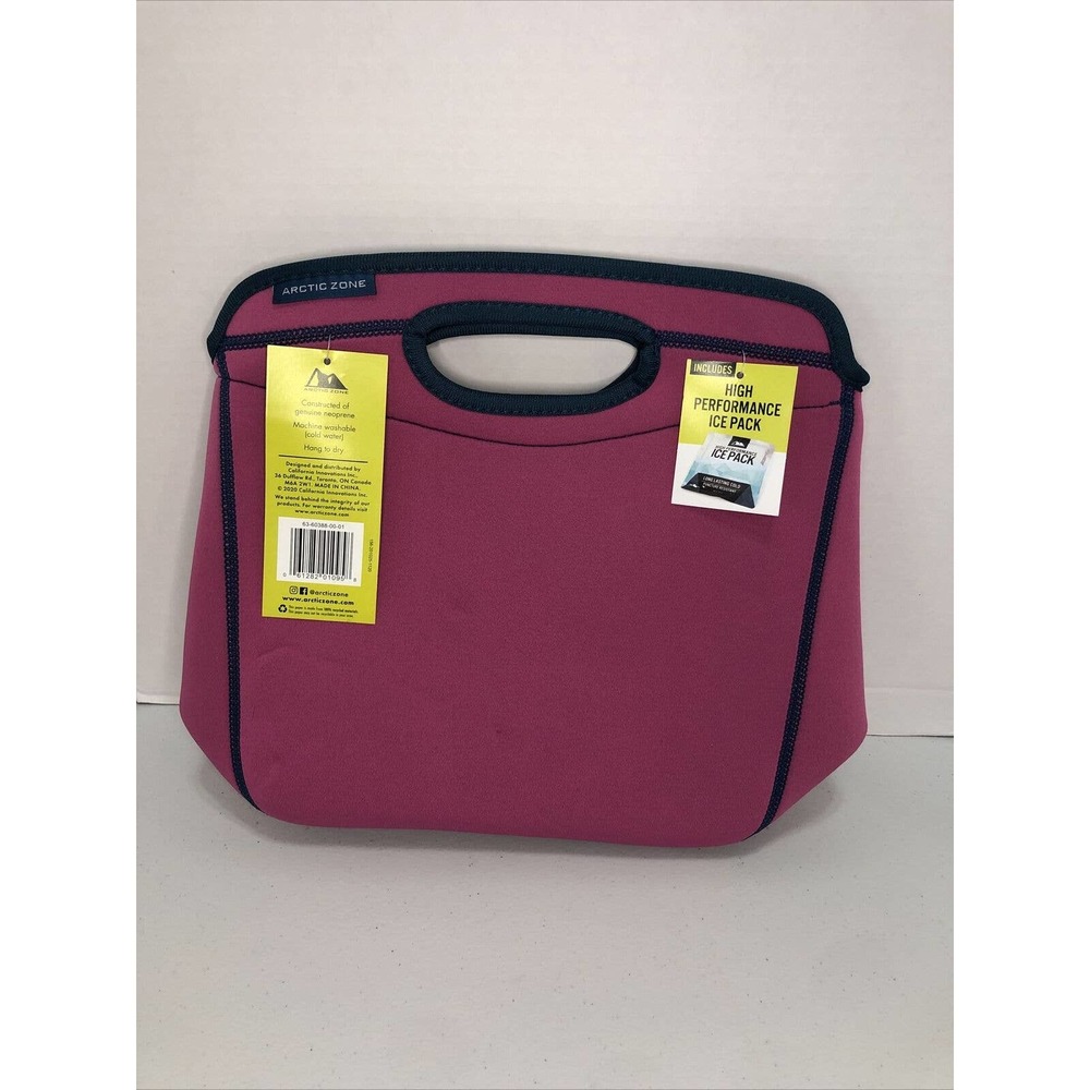 Arctic Zone Insulated Neoprene Lunch Bag Ice Pack Not Included Pink/Navy